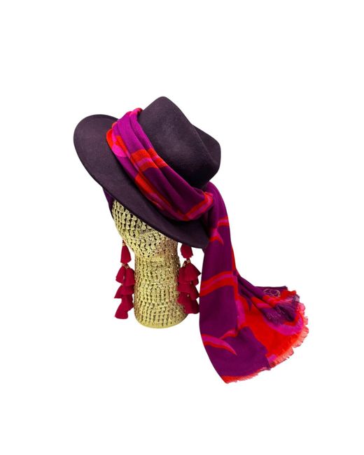 Julia Clancey Red Aubergine Fifi Scarf Fedora Set