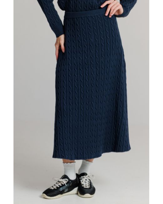 Lou&Up (Formerly Loup Clothing) Blue Cable Knit Midi Skirt
