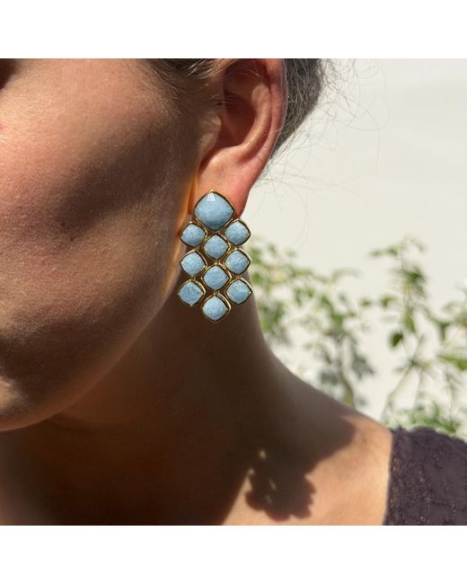 Lulu B London Blue Aquamarine Chandelier Gemstone Earrings