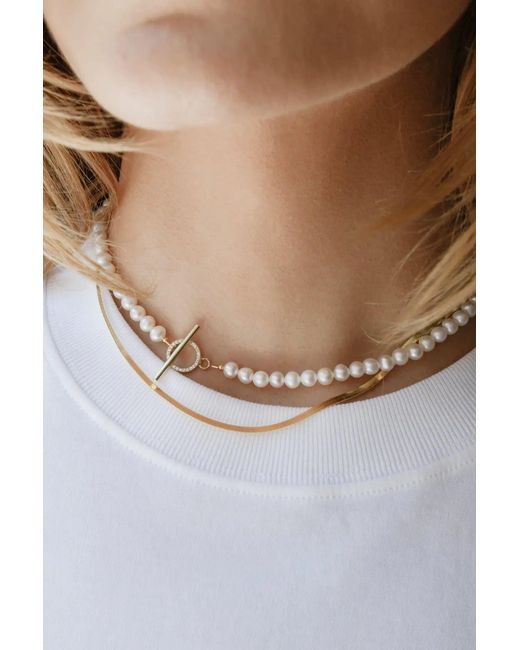 Lisa&Co. White Necklace Pearl Bead Sparkling