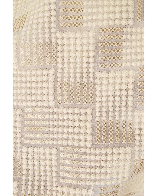 Stovaria Natural Pure Textured Georgette Top With Woven Grid Pattern