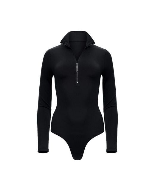 Goldie Byrd Black Long Sleeve Zip Front Bodysuit
