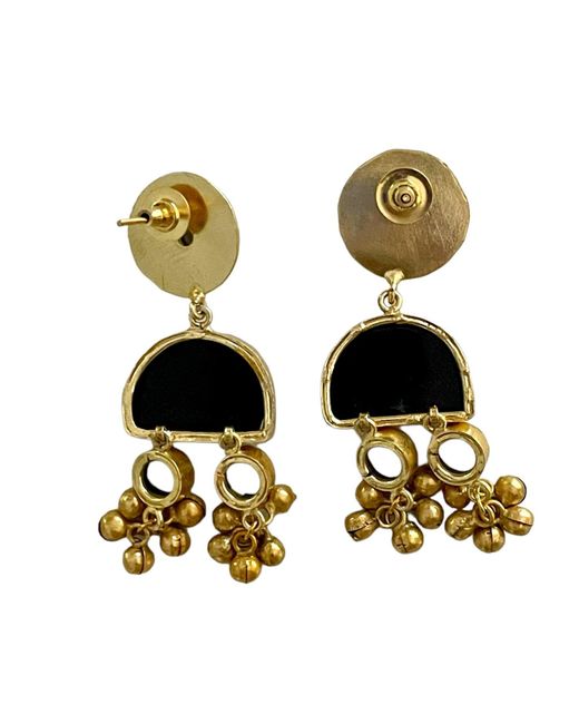 Veronica Tharmalingam Metallic Urja Obsidian And Pearl Earrings