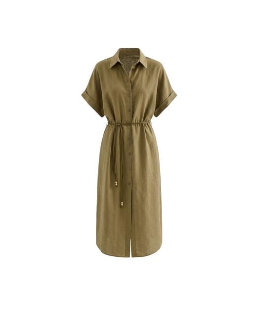 Monlicia Green Solenne Cotton Midi Shirt Dress