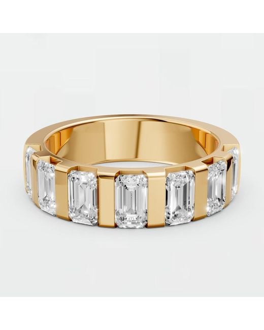 Aya Fine Jewelry Metallic Emerald Cut Lab Diamond Stackable Eternity Wedding Band Ring