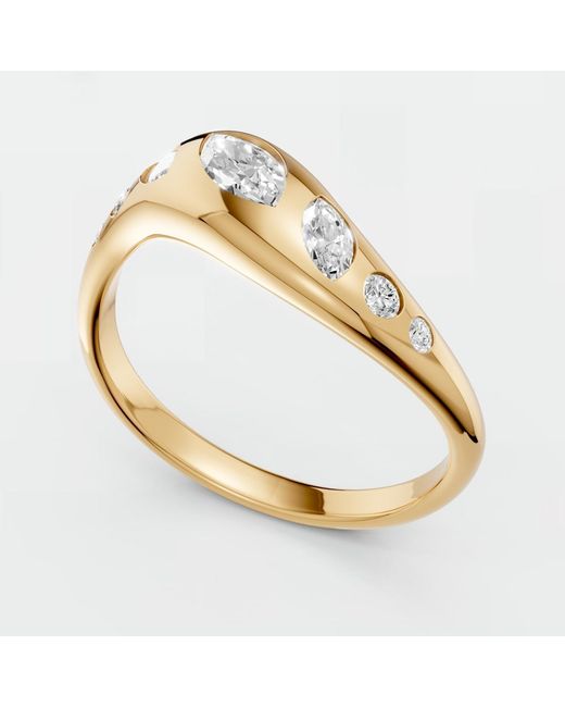 Aya Fine Jewelry Metallic 0.52 Ctw Lab Grown Diamond Ring Marquise & Round Brilliant Band