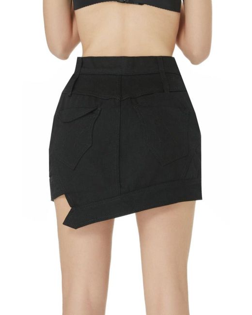 Gao Republic Black Mini Skirt Cut-Out Denim