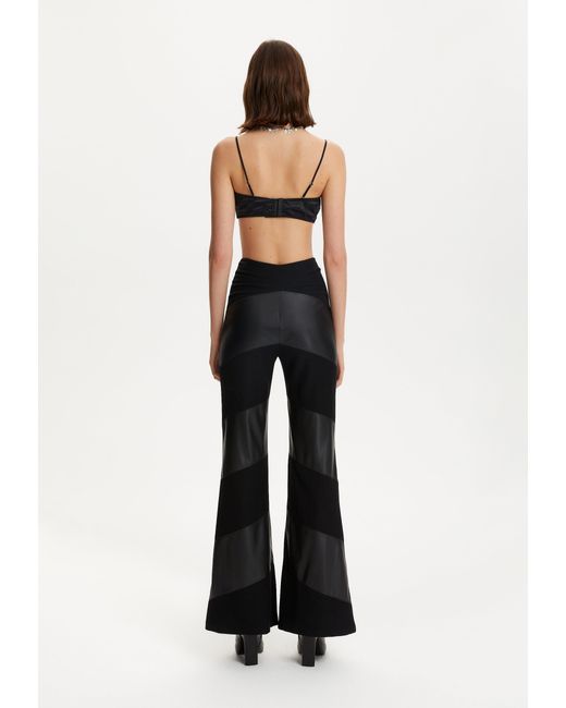 Nocturne Two Toned High-waisted Flare Pants in Black