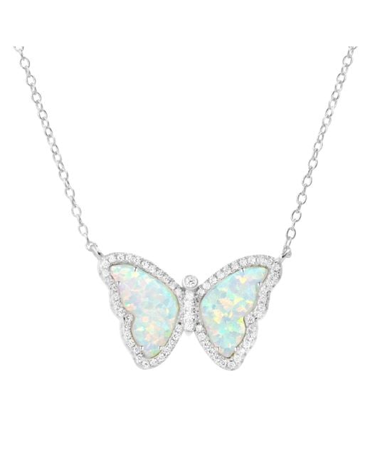 KAMARIA Blue Opal Butterfly Necklace With Crystals