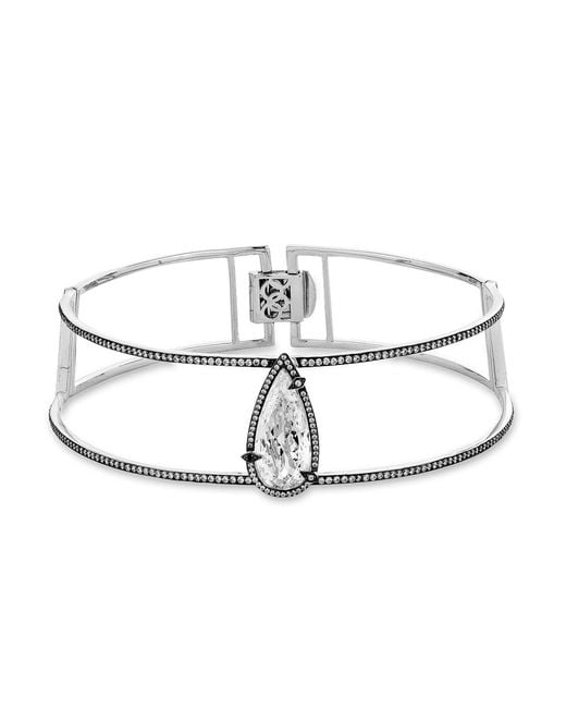 SALLY SKOUFIS Metallic Awaken Choker With Natural Diamond & Made Cz Diamond Stimulant
