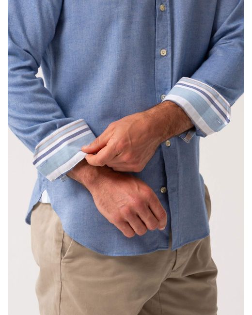 Koy Clothing Blue Cotton-Merino Shirt for men