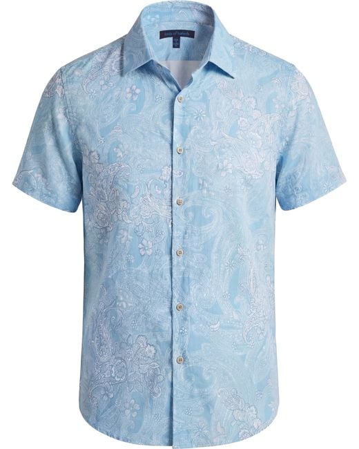 Lords of Harlech Blue Todd Paisley Explosion Knit Shirt for men