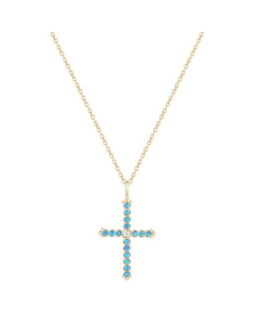 KAMARIA Metallic Opal Bezel Cross Necklace