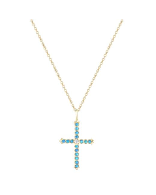 KAMARIA Metallic Opal Bezel Cross Necklace
