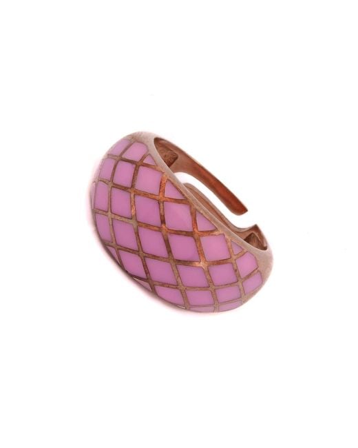 Ebru Jewelry Pink Rose & Rose Adjustable Fashion Ring