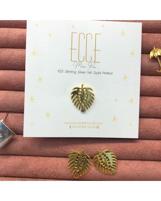 Ecce | Artisan Diamonds White 925K Sterling Monstera Mini Pin
