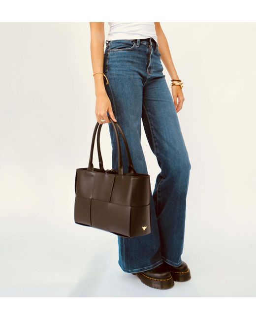 Apatchy London Metallic Neutrals The Tori Stone Leather Tote