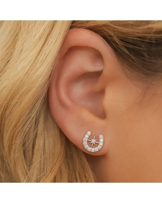 Luna Charles Metallic Zada Horseshoe Star Stud Earrings