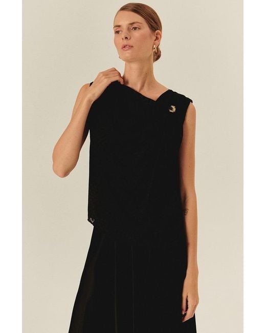 Exquise Black Stephanie Asymmetric Blouse