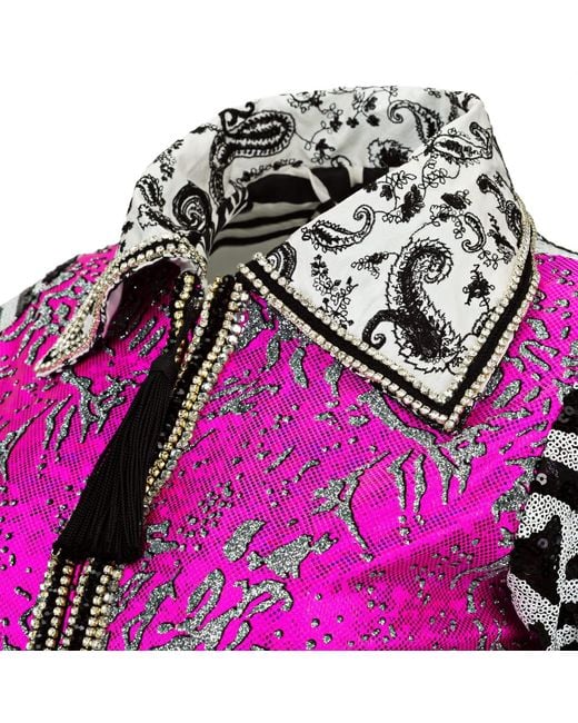 Boutique Kaotique Pink Handmade Moroccan Zebra Sequins Jacket