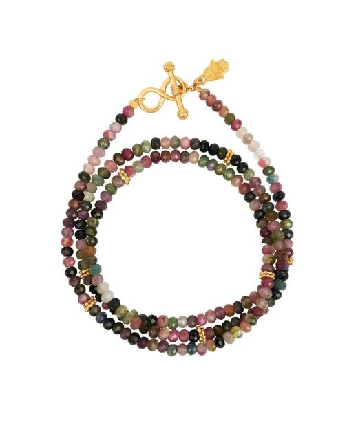 Karma and Luck Metallic Tourmaline Wrap Bracelet – Energy & Growth Gemstone Jewelry – Infinite Aspiration