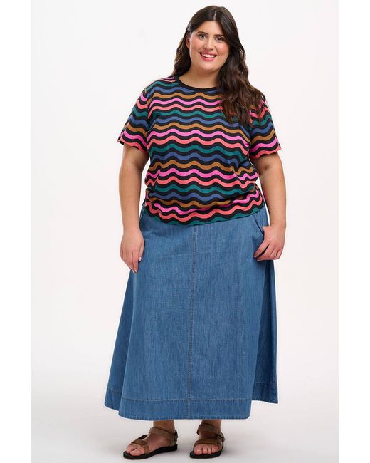 Sugarhill Black Maggie T-Shirt Multi, Wavy Chevron