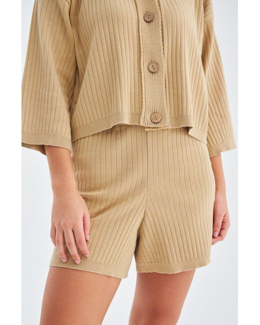 Peraluna Natural Neutrals Mujo Knitted Crop Cardigan & Shorts In Candy