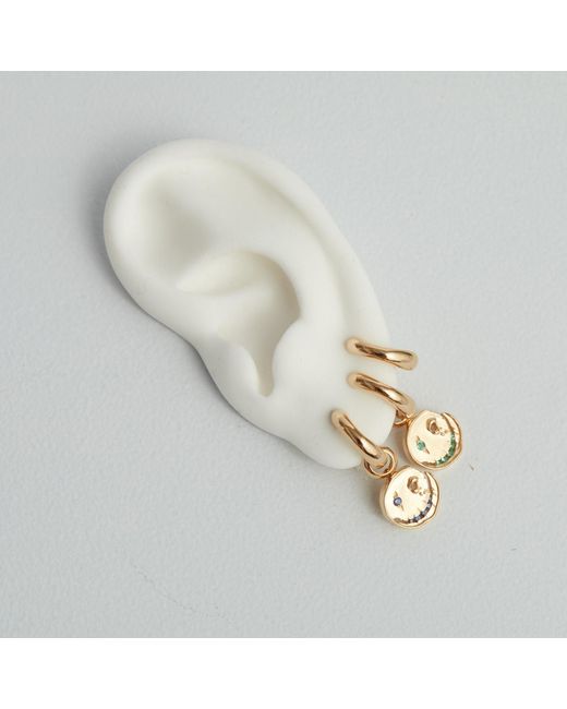 Kasun Metallic Smile Hoop Earrings – September – Sapphire – Plated