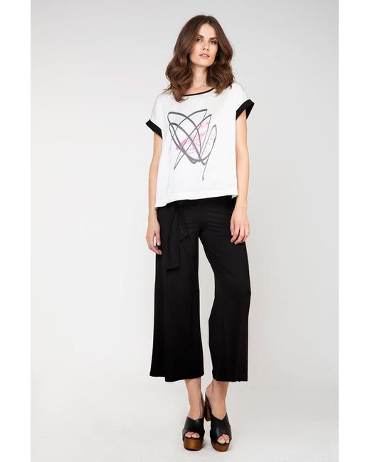 Conquista Multicolor Neutrals Cap Sleeve Top With Print