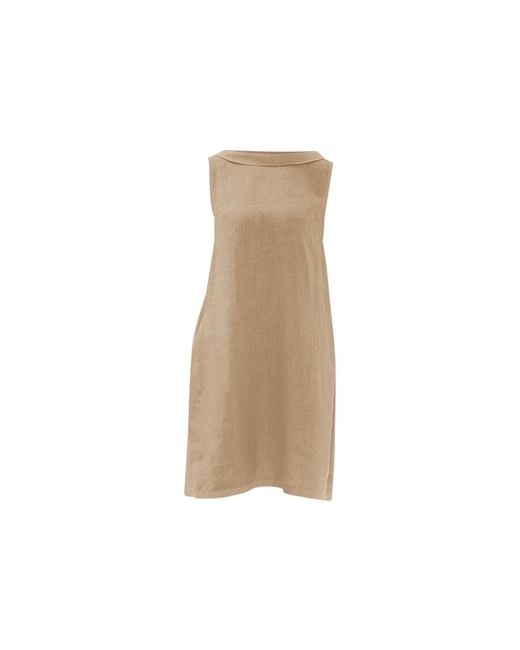 Haris Cotton Natural Neutrals Midi Linen Cami Dress With Back Tie Beach Sand