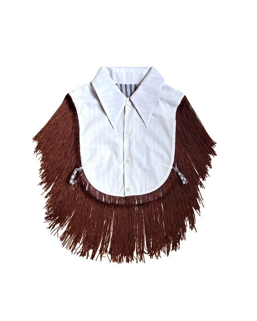 L2R THE LABEL Red Striped Reversible Fringe Vest