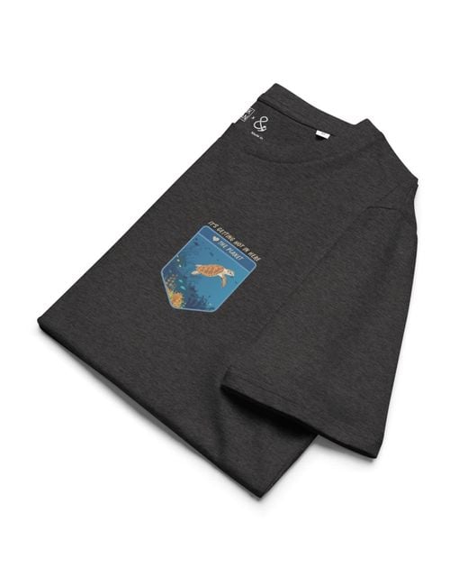 Anchor and Crew Black Heather Think Ocean Turtle Love The Planet Organic Cotton T-Shirt