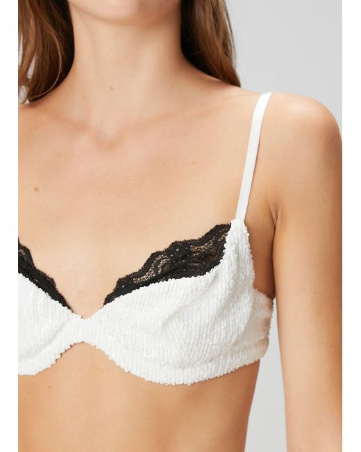 Pcfg White Sequin Bra With Lace Details