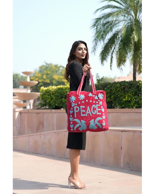 Conscious Yoga Collective Pink Peace Suzani Tote