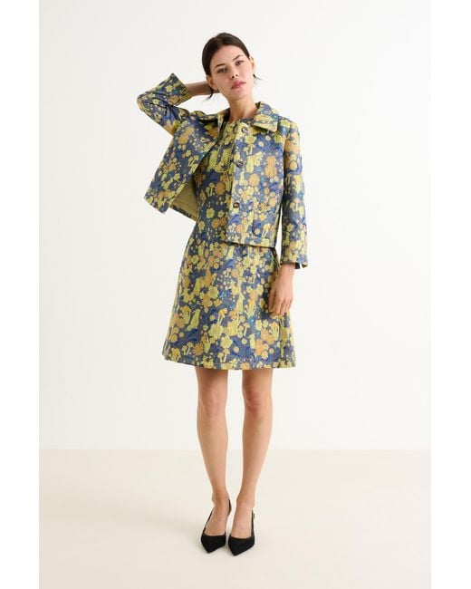 Louche Green Salut Fairytale Jacquard Cropped Jacket