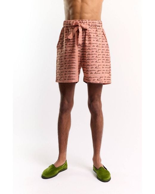 Studio Afuera Red Barranco Peach Linen Shorts