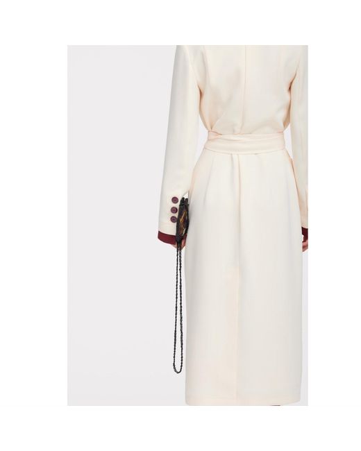 Julia Allert Natural Neutrals Two-Tone Asymmetric Draped High-Neck Midi Dress – Ivory