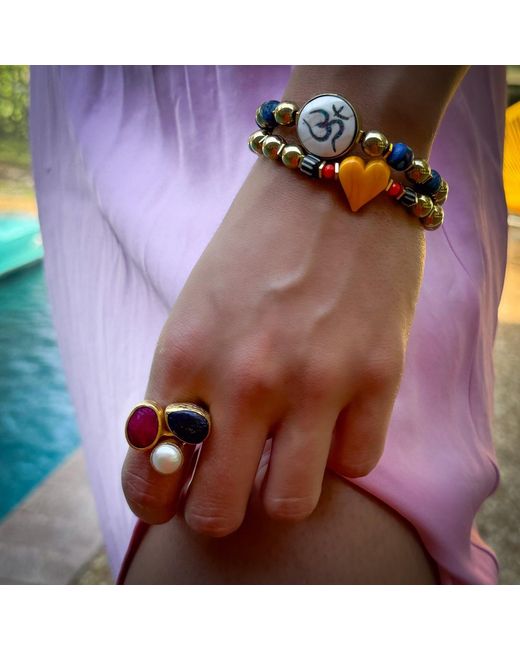 Ebru Jewelry Multicolor Sacred Harmony Triple Gemstone Statement Ring