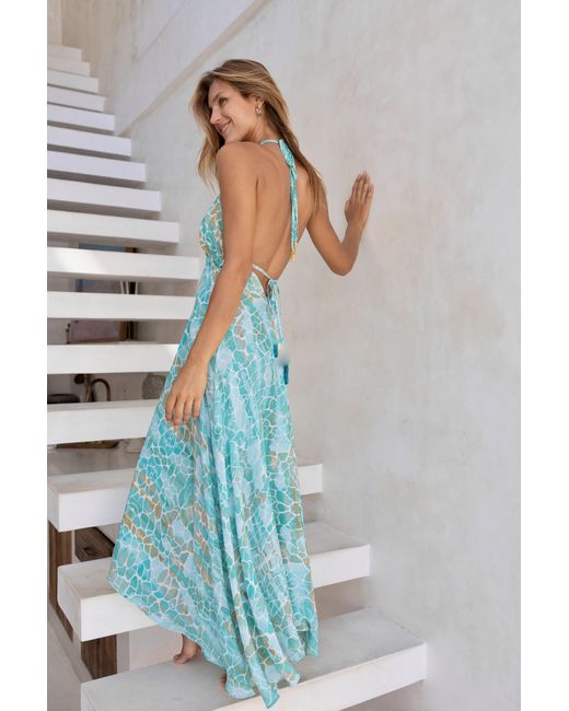 Sophia Alexia Green Aqua Pebbles Silk Ibiza Dress