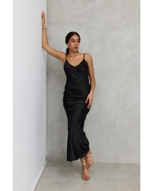 Why Mary Blue Iris Bias Maxi Slip Dress