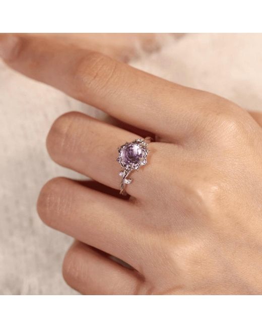 Azura Jewelry New York Metallic Moonflower Amethyst Ring Vermeil