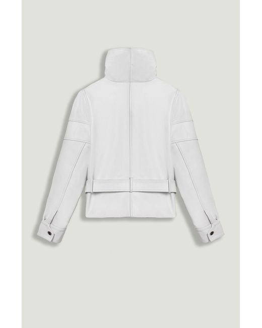 Nocturne White High-Neck Belted Jacket