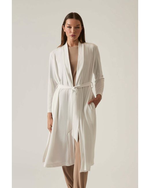 James Lakeland White Long Wrap Jersey Cardigan