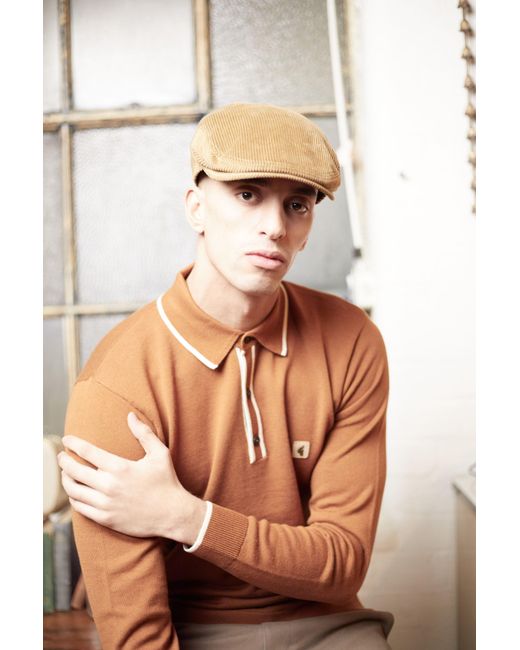 Dasmarca Hats Black Dylan Camel Italian Cord Flat Cap for men