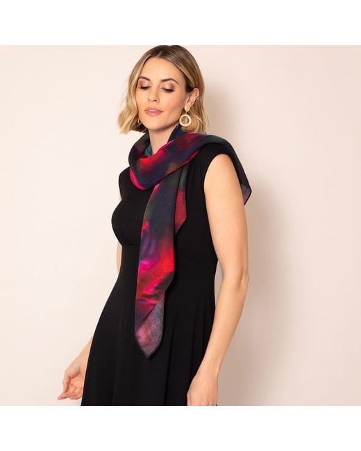 Alie Street London Red Leoni Silk Wool Scarf Moonlit Florals