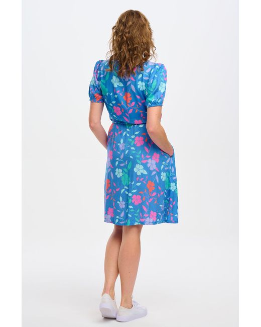 Sugarhill Blue Salma Shirt Dress , Rainbow Floral Vine