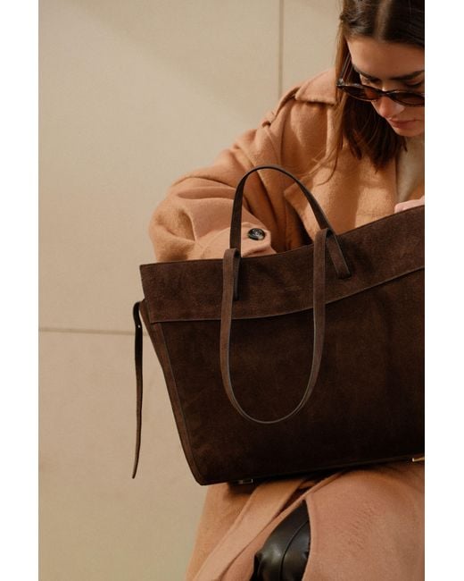 Saonara Brand Brown Shopping Bag Chocolat Suede