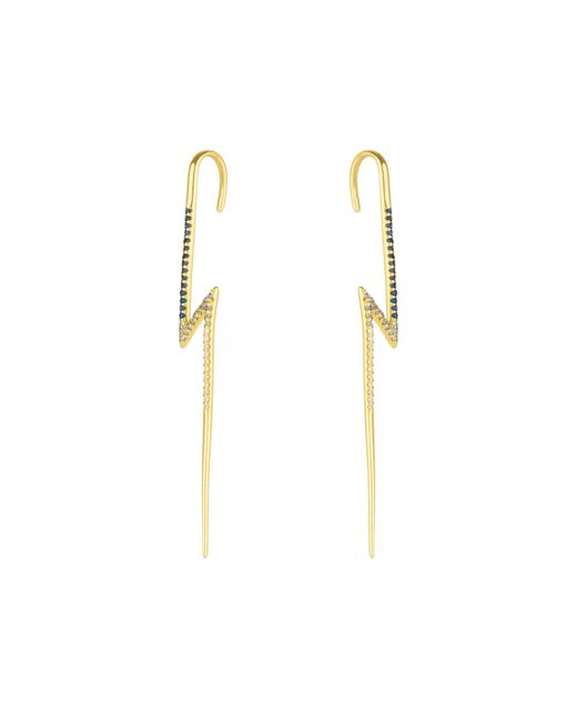 Spero London Metallic True Lightning Gemstones Sterling Bolt Ear Crawler