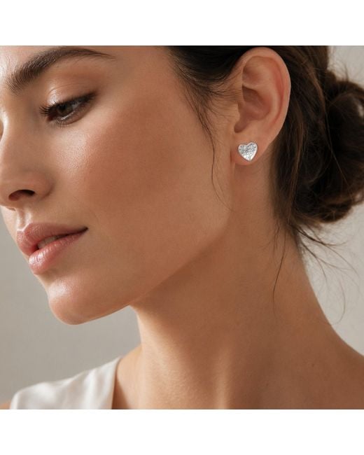 Unaloe Gray Sterling Hammered Heart Stud Earrings – Contemporary Minimalist Designer Jewelry For