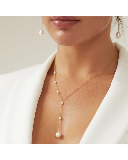 Lily & Roo Metallic Seed Pearl Lariat Necklace